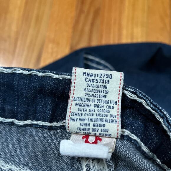 True Religion Billy Super T Thick Stitch Flap Pockets Y2K USA 32 Tag 34x32 - Picture 5 of 11